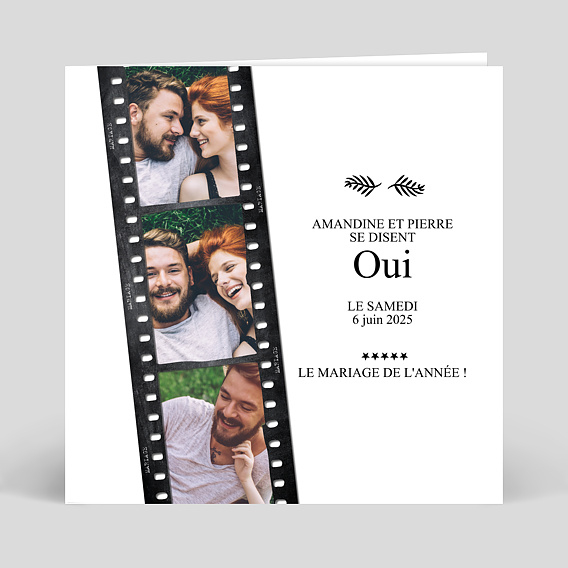 Faire part Mariage Thème Cinéma