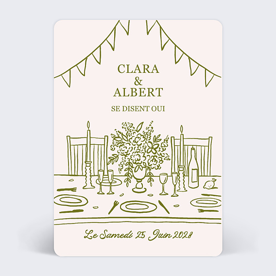 Faire part mariage Table de fête