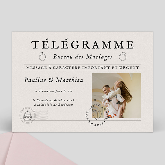 Faire part Mariage Télégramme