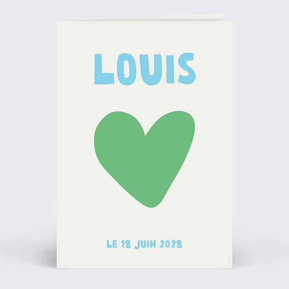 Faire part naissance Cœur iconique vert