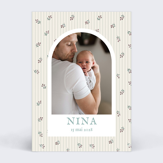 Faire part naissance Florale minimale