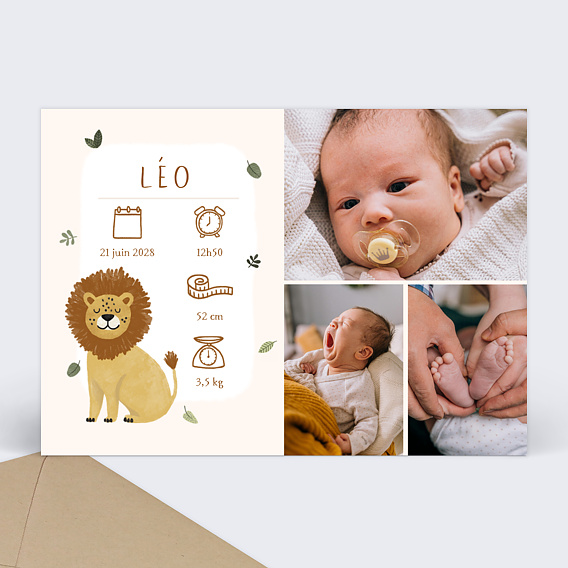 Faire part naissance Lion picto