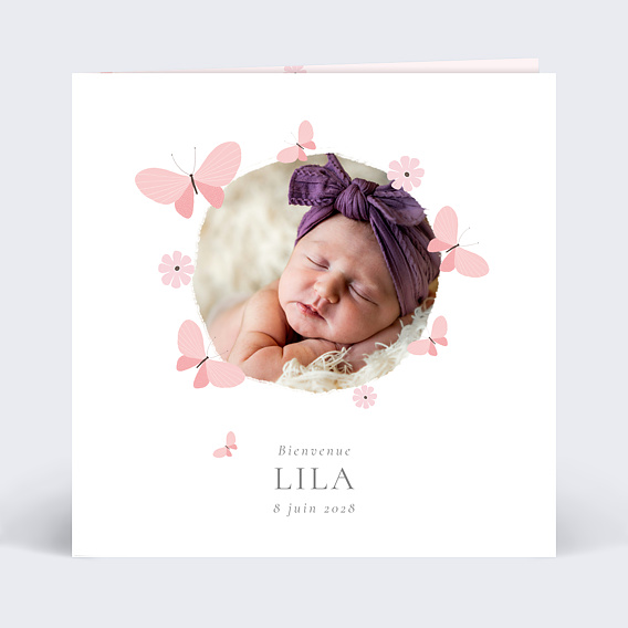Faire part naissance Papillon féerique