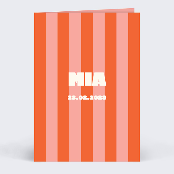 Faire part naissance Rayure abricot et rose