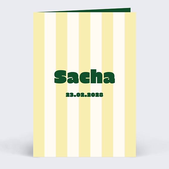 Faire part naissance Rayure jaune beurre