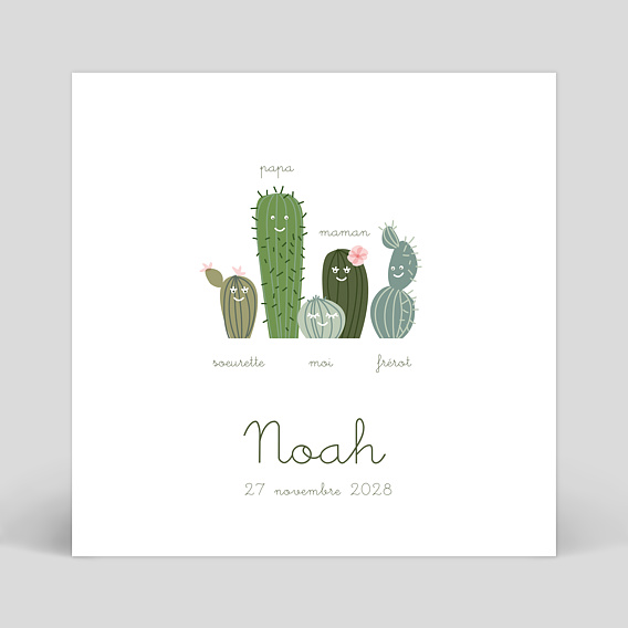 Faire part naissance Famille Cactus