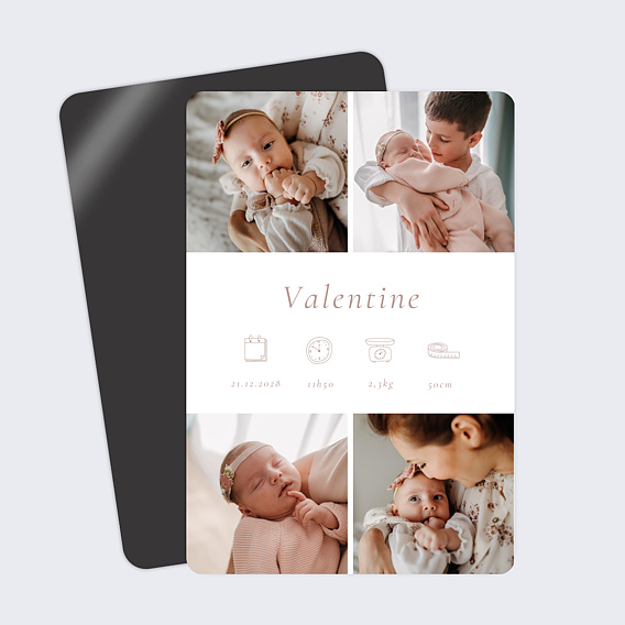 Faire part naissance Multiphoto Élégant