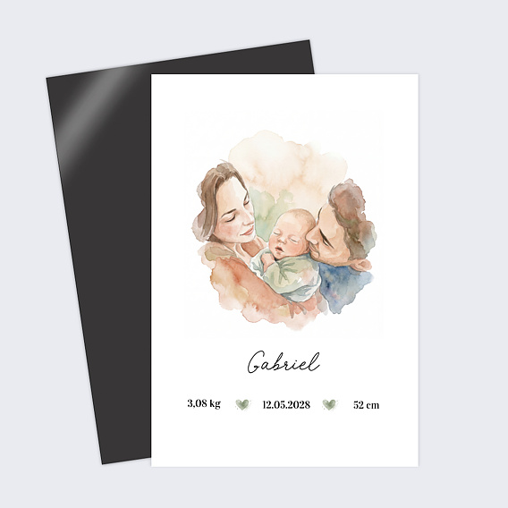 Faire part naissance Portrait en aquarelle