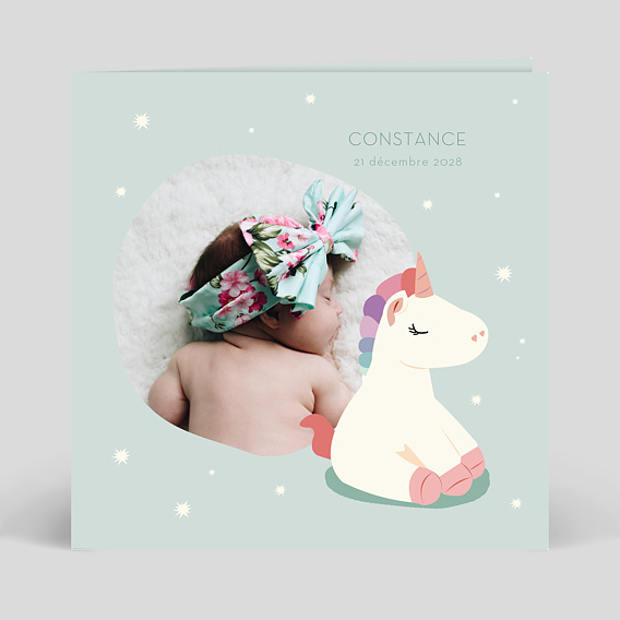 Faire part naissance Petite Licorne