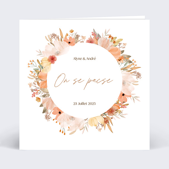 Faire part pacs Couronne Printanière