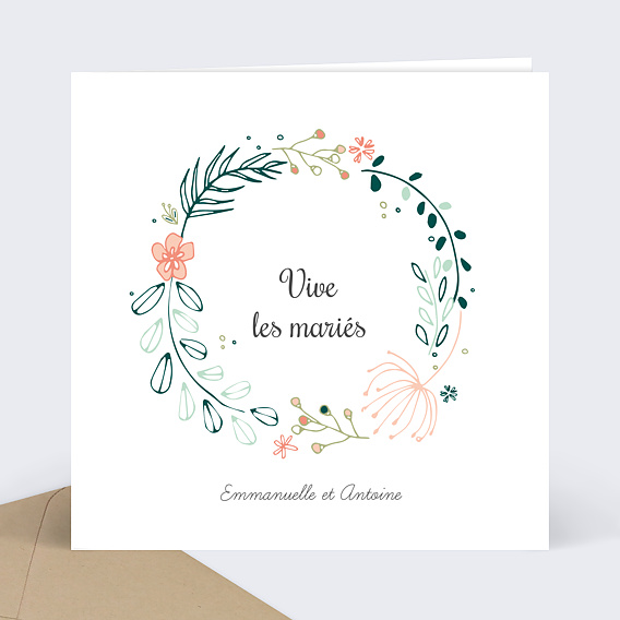 Carte Felicitations Mariage Couronne De Fleurs Popcarte