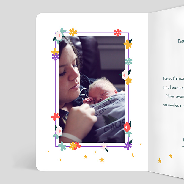 Carte De Felicitations Naissance Licorne Et Fleurs Popcarte