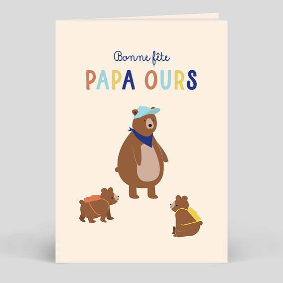 Carte fête des pères Papa ours