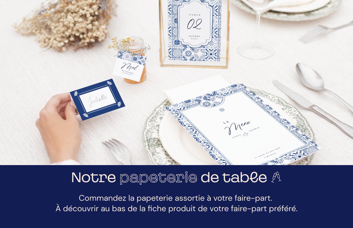 Papeterie pour table de mariage