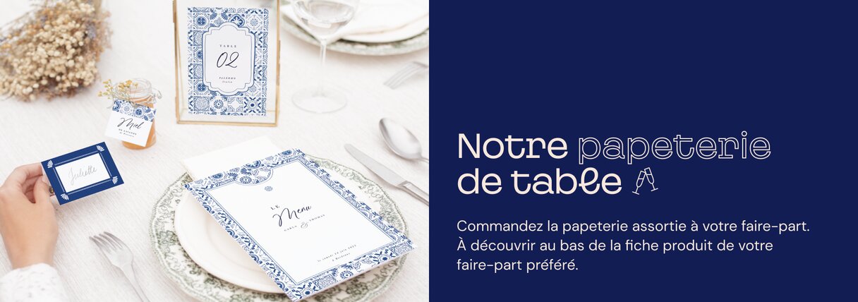Papeterie pour table de mariage