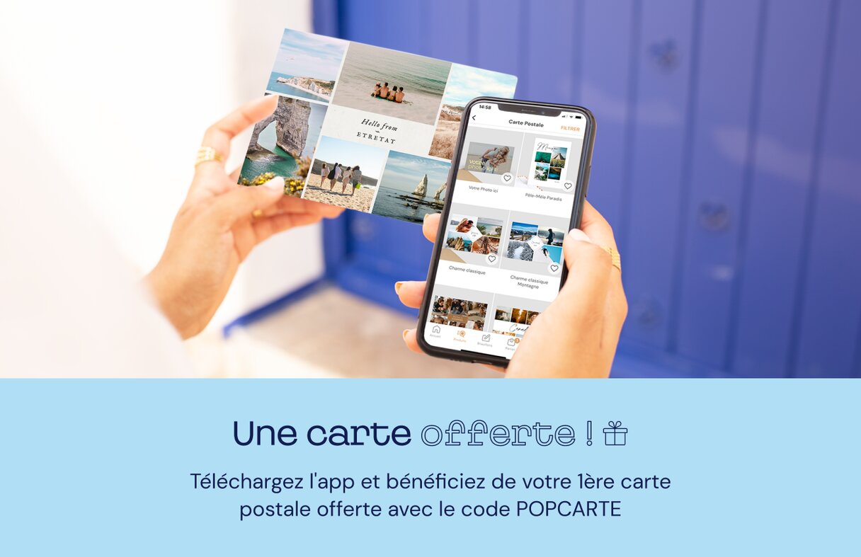Carte postale offerte sur l'application