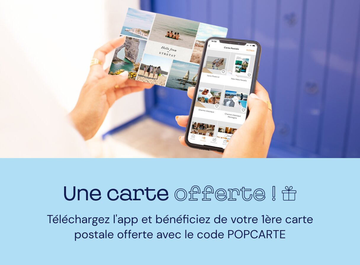 Carte postale offerte sur l'application