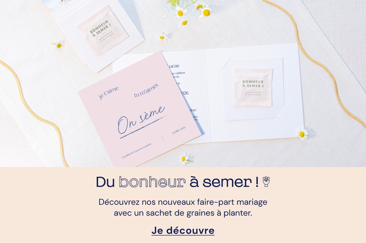 Faire-part mariage avec graines à planter