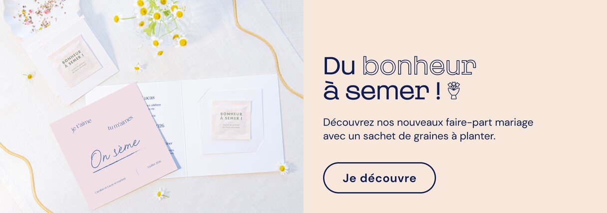 Faire-part mariage avec graines à planter