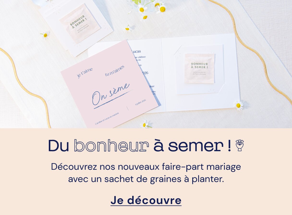 Faire-part mariage avec graines à planter