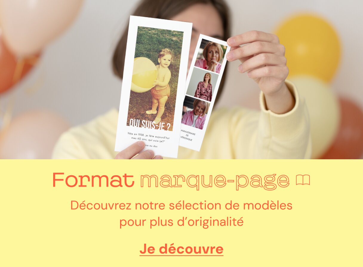 Invitation anniversaire format marque-page