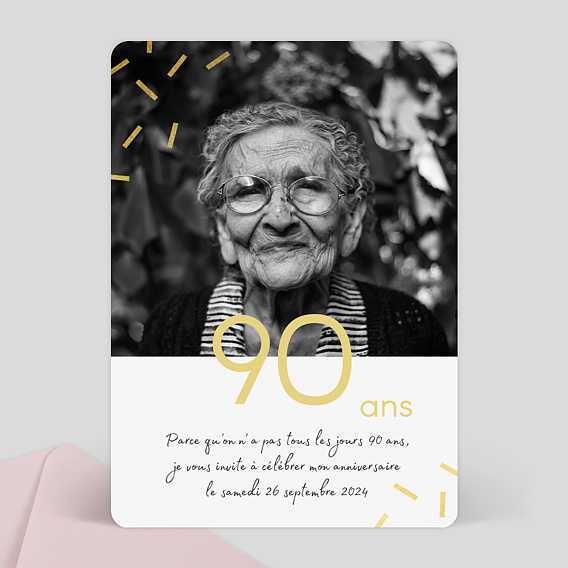 invitation anniversaire 90 ans Invitation Anniversaire 90 Ans Chic Popcarte invitation anniversaire 90 ans