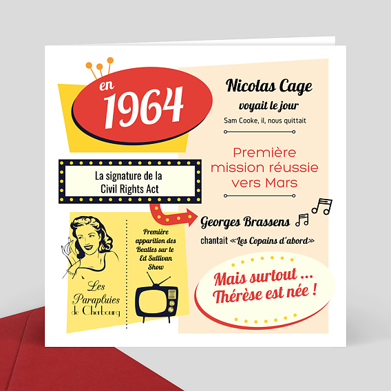 Invitation Anniversaire Annees 60 Popcarte