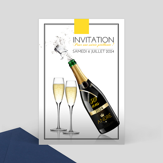 Invitation Anniversaire Champagne Popcarte