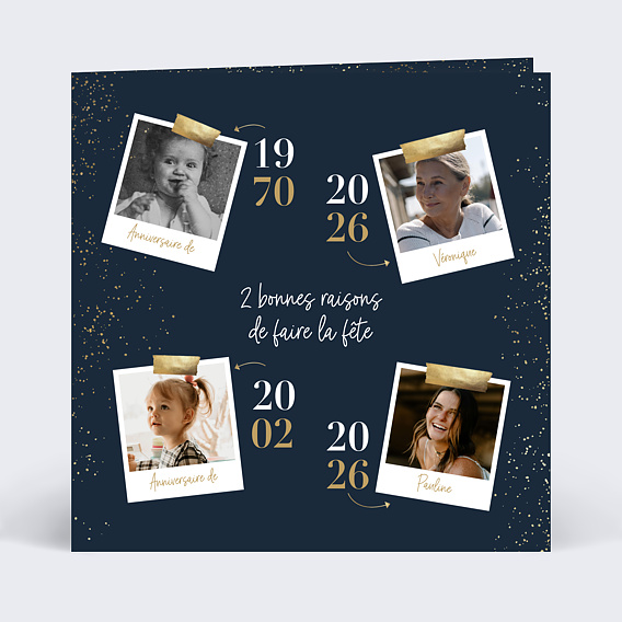 Invitation anniversaire Double mémento