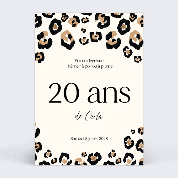 Invitation Anniversaire Adulte Imprimé animal
