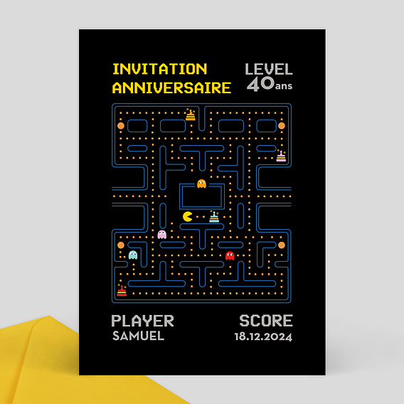 Invitation Anniversaire Adulte Jeu D Arcade Popcarte