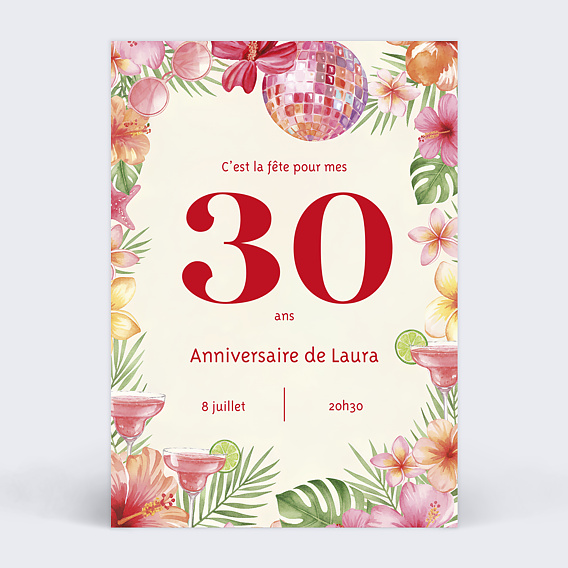 Invitation anniversaire Pink tropical