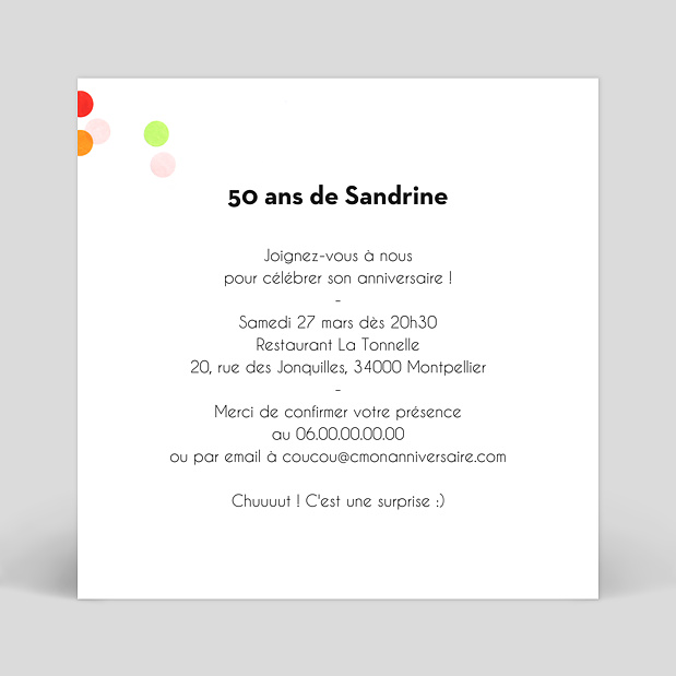 Invitation Anniversaire Party 50 Popcarte