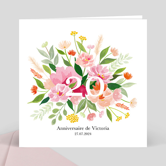 Invitation anniversaire Aquarelle Champêtre