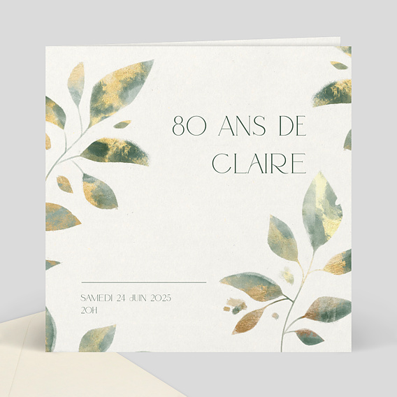 Invitation anniversaire Feuilles de jade