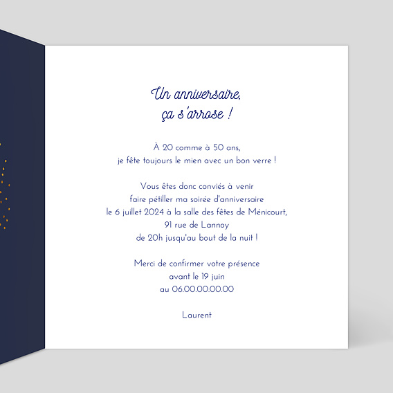 Invitation Anniversaire Bulles Ocre - Popcarte