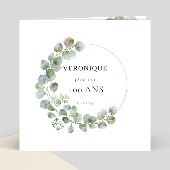 Invitation anniversaire Couronne Eucalyptus Chic