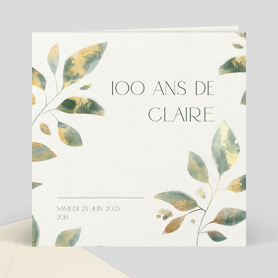 Invitation anniversaire Feuilles de jade