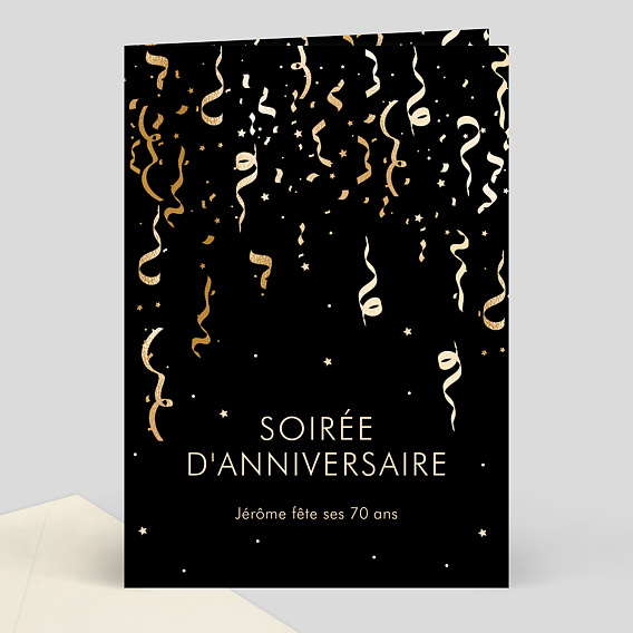 Invitation anniversaire Motif Noir & Ocre