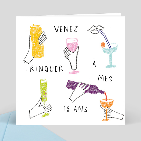 Invitation anniversaire Levons nos Verres Dessin