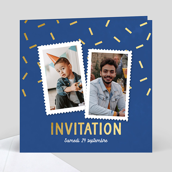 Invitation anniversaire Paillettes Plats