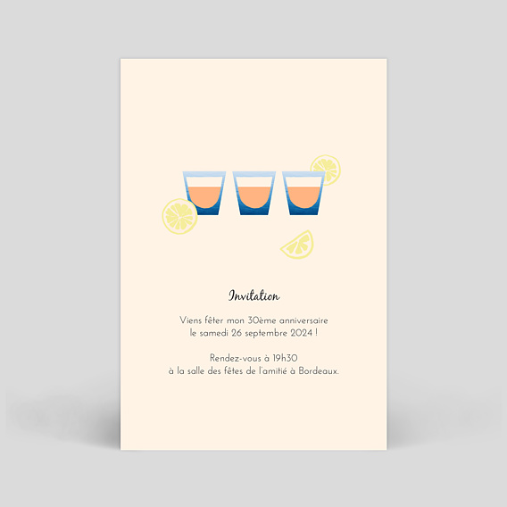 Invitation anniversaire Chupitos