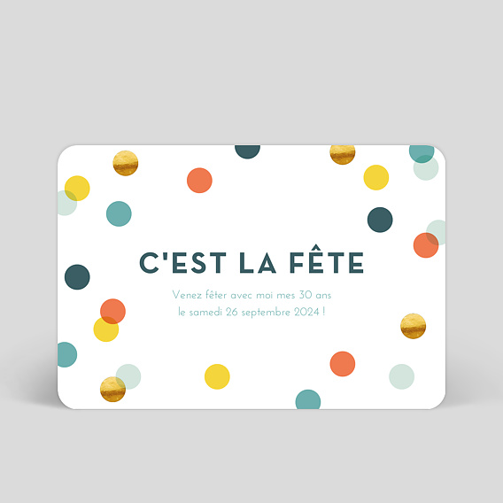 Invitation anniversaire Confettis Chic