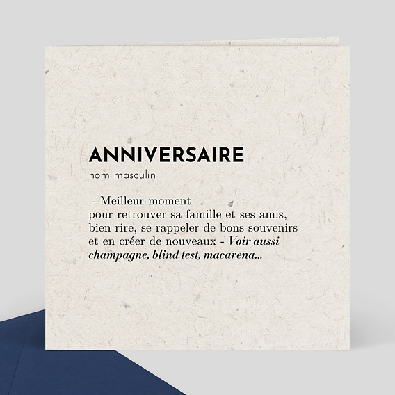 Invitation anniversaire Dictionnaire