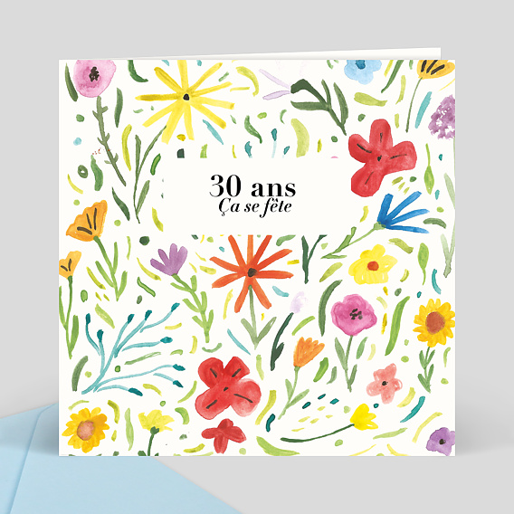 Invitation anniversaire Motif Floral