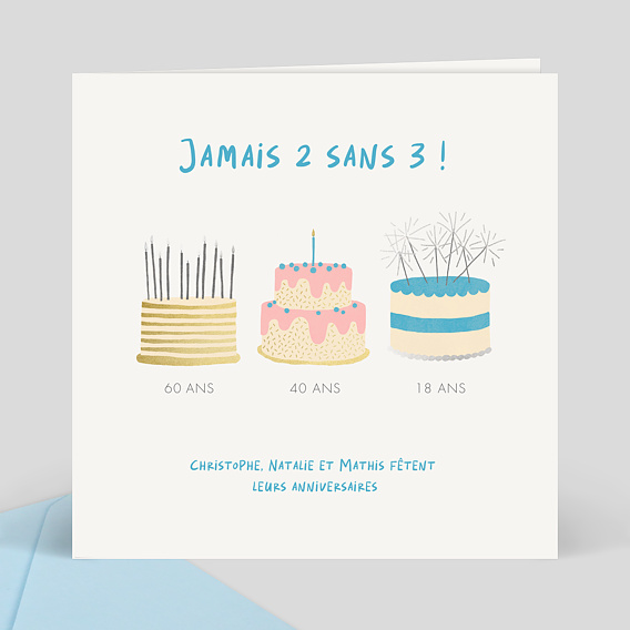 Invitation anniversaire Jamais 2 sans 3