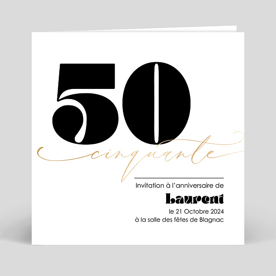 Invitation anniversaire 50 ans Moderne