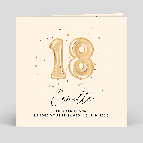 Invitation anniversaire Chiffre Ballon 18