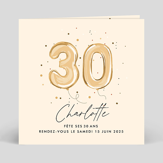 Invitation anniversaire Chiffre Ballon 30