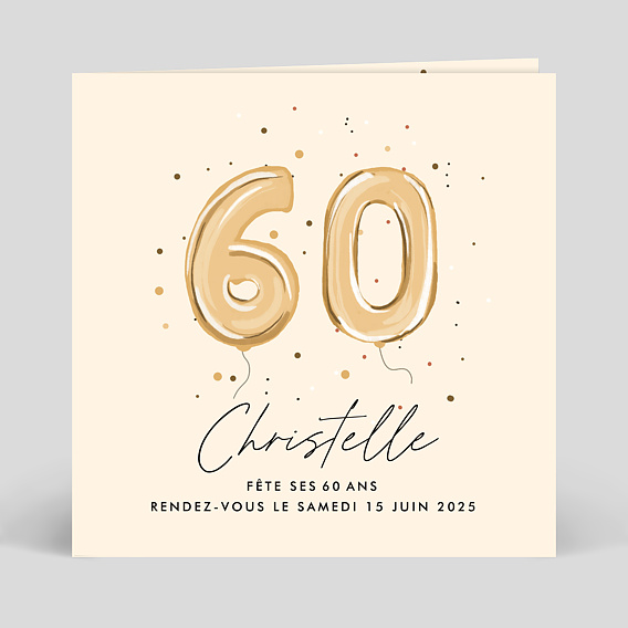 Invitation anniversaire Chiffre Ballon 60